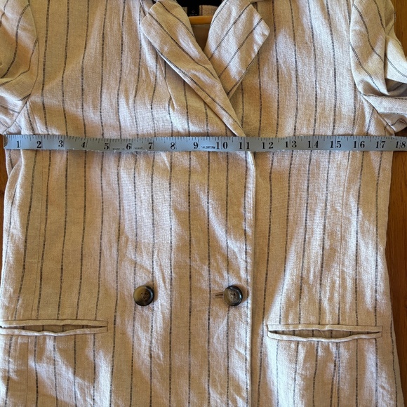 Banana Republic Linen & Cotton Blend Double Breasted Pinstripe Blazer - Picture 6 of 10